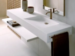 Plan vasque lavabo, sur mesure, Largeur 61 à 200 cm x Profondeur 46 à 80 cm, résine composite de haute qualité, Finition lisse blanc BRILLANT laqué ou mate, Livraison Offerte.